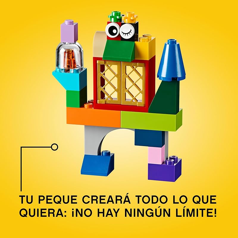 Lego 10698 classic grande caixa de peças criativas, brinquedos para meninos e meninas de 4 anos ou mais, 2 bases verdes, animais, casas e carros de brinquedo, conjunto de construção