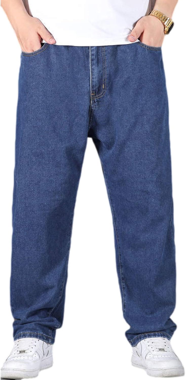 Herren Loose Fit Plus Size Jeans Gerade WideLeg Cotton Stretch Regular