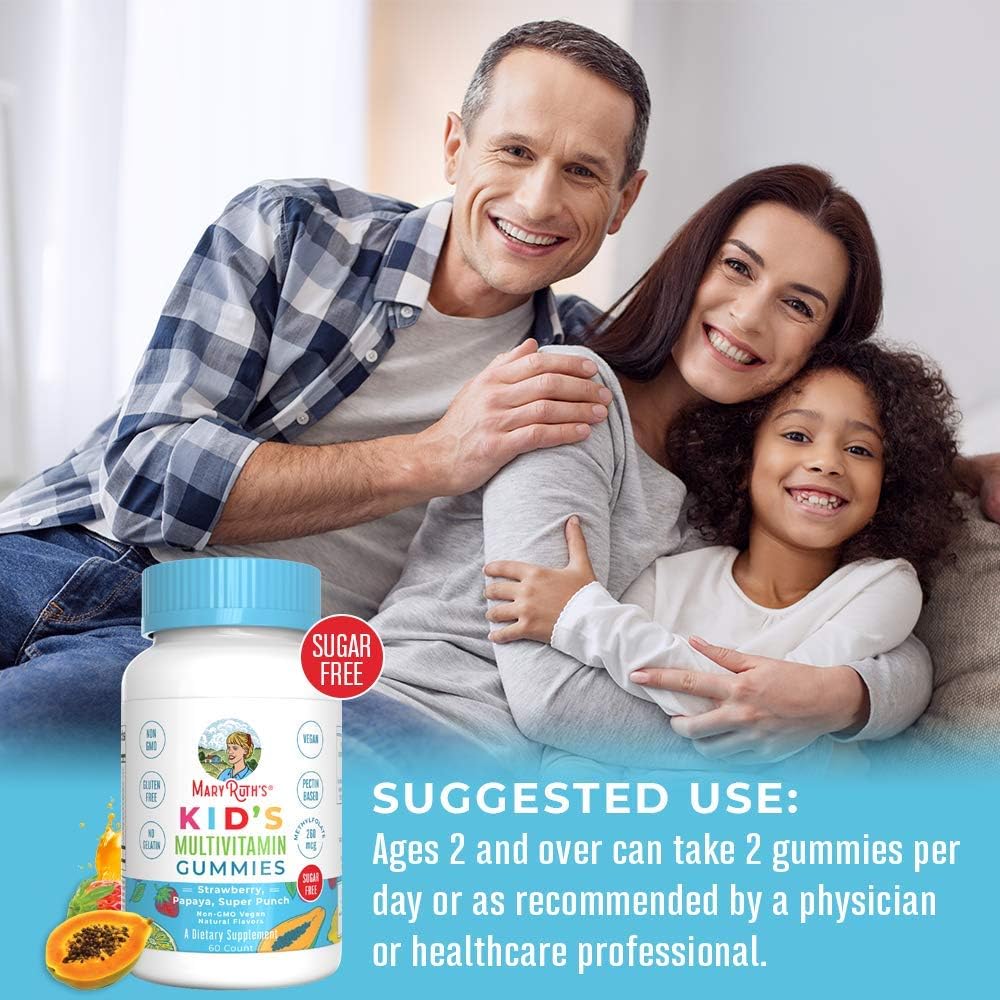Vegan Kids Multivitamin Gummies by MaryRuth's - Organic Ingredients - Immune Boost - Methylfolate - Sugar Free - Non-GMO Vitamin Chewables 60ct: Health & Personal Care