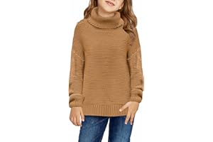 Dokotoo Girls Turtleneck Sweaters Kids Long Sleeve Chunky Knit Pullover Sweater Tops
