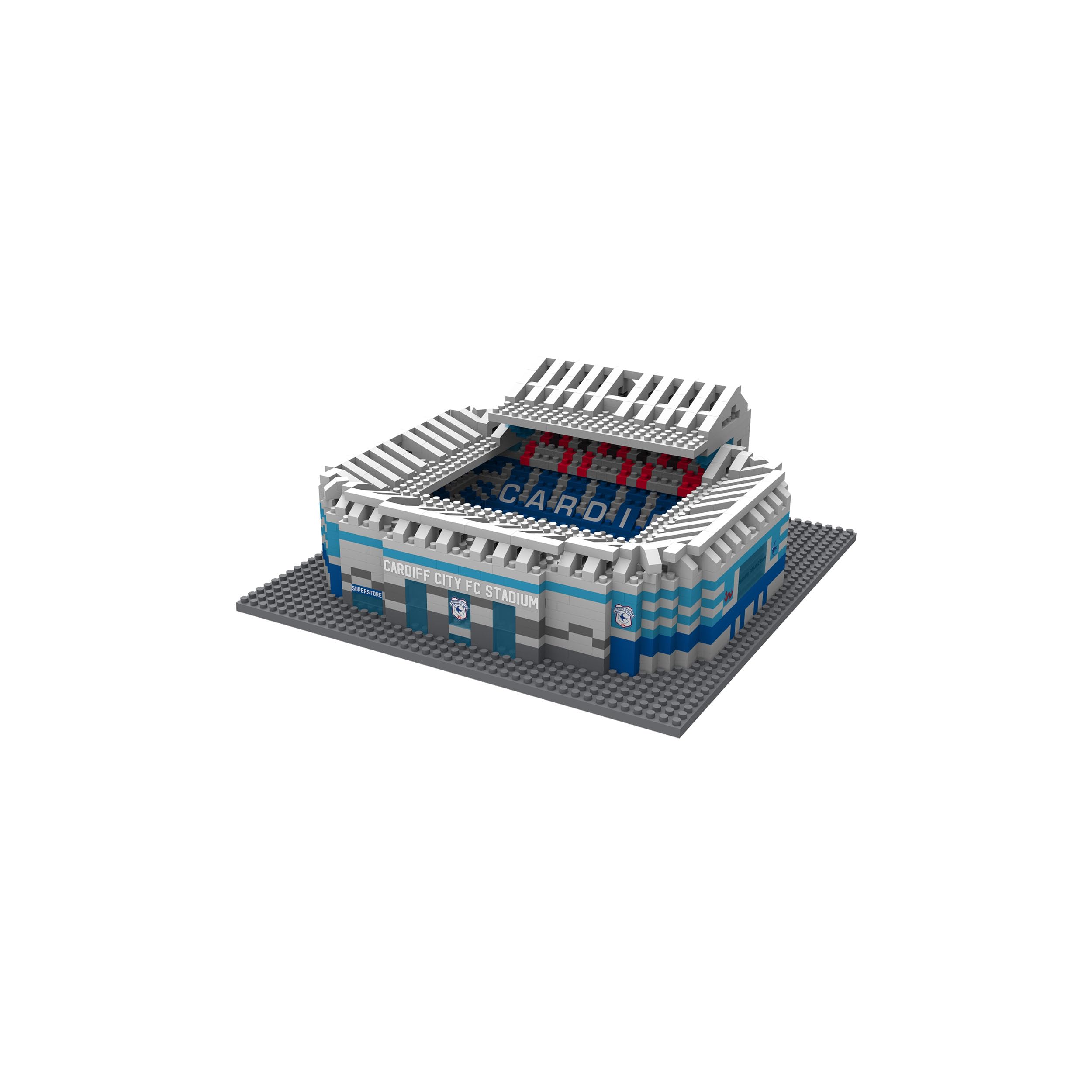 FOCO Officially Licensed Cardiff City FC Cardiff City Stadium 3D Bricks Mini BRXLZ Football Stadium Construction Set - Premier League Model - 990 Pieces - Ages 12+ - Sports Merchandise