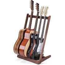 Support Mural Guitare En Noyer Noir - Lot De 2 - Pour Guitare Acoustique/électrique, Fixation Incluse