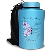 AODIYA Large Cremation Urn For Adult Ashes – Hummingbird Purple, Stainless Steel, 220 Lbs Capacity