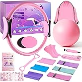 Home Pilates Kit for Women, Pilates Ring Set, Pilates Equipment Kit for Women Home Workouts, Pilates Essentials Kit with Pilates Ring and Ball, Resistance Bands for Strength, Toning, Flexibility