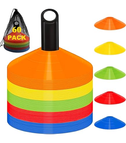 Baoblaze Lot De 10 Cônes Plats En Caoutchouc Pour Marquage Sportif – 15,3 Cm De Diamètre, Pour Football, Basket, Agilité – Sac De Rangement Inclus