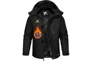 Yufawow Men Winter Jacket Work Coat Waterproof Windbreaker Heavy Softshell Heat Warm Thermal Insulated Ski Snow Snowboard