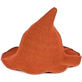 Vovocas Halloween Witch Hat for Women - Adults Black Witch Hats Costume Accessory for Party Cosplay, Modern Wool Witches Cap