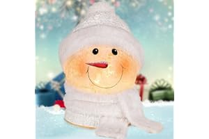 Protado Lighted Christmas Snowman Lamp, Crystal Glass Night Lights with Hand Painted, Christmas Decor Night Light with Knitted Hat and with Scarf for Thanksgiving Xmas New Year Holidays Home Decor