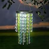 Hanging Solar Lantern Outdoor, 2 Tiers 21” Solar Multicolor Acrylic Beaded Chandelier with Cool White LED S Hooks for Garden Yard Patio Gazebo Outside Decor