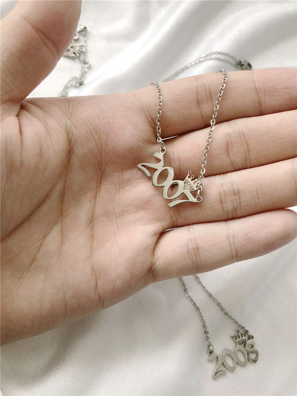 MICOMAKA Birth Year Number with Crown Necklace,Old