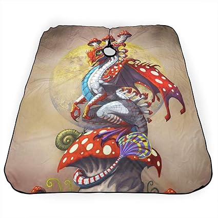 Jinspef Haircut Cape Red Mushroom Dragon Moon Hair Cutting Cover