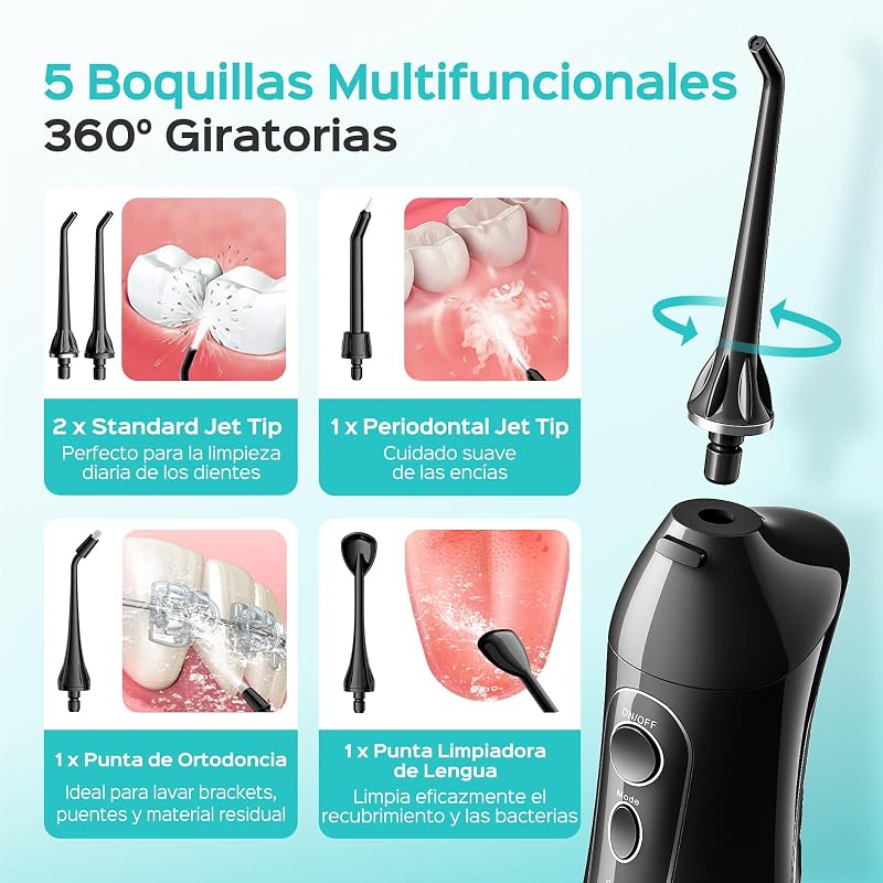 C20 Irrigador Bucal Professional Depósito más de 300 ml, Negro