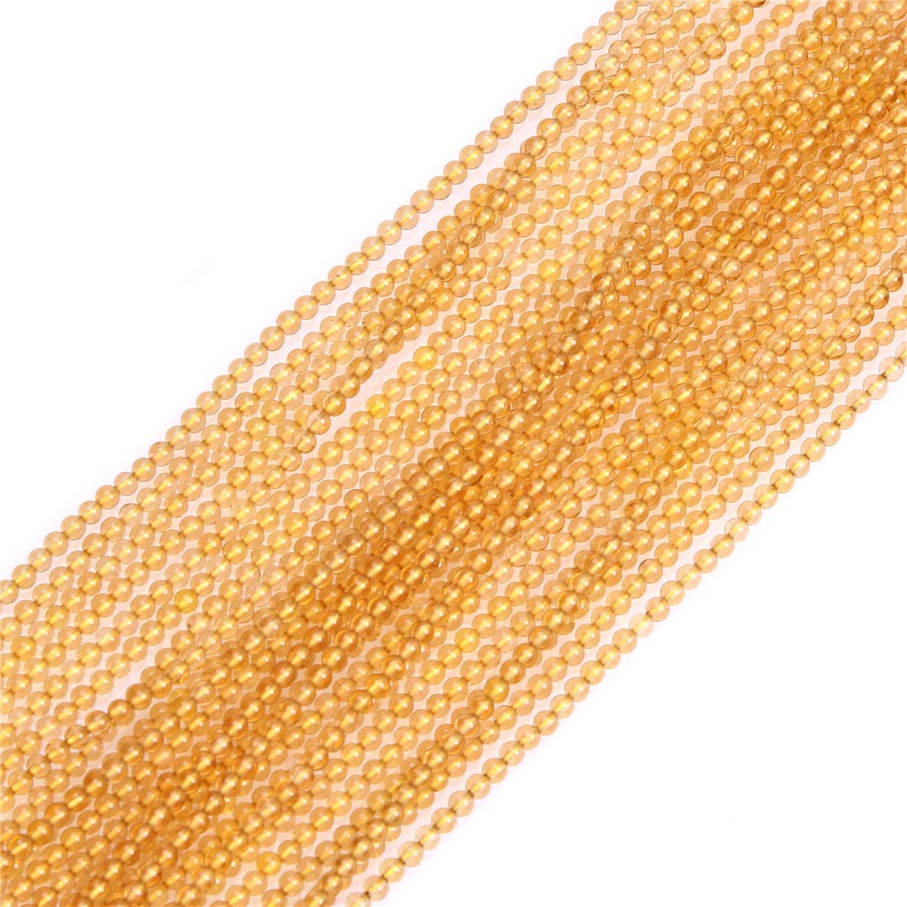 GEM-Inside 2mm Yellow Citrine Round Gemstone Semi Precious Loose Beads for Jewellery Making 15'' โ image 1