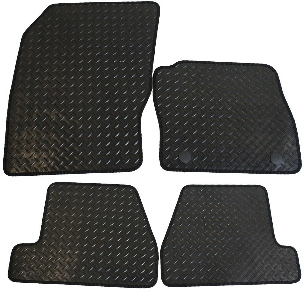 JVL 2329R Focus MK3 2011-Present Fully Tailored Rubber Car Mat Set with 2-Clips, 4 Pieces, Black