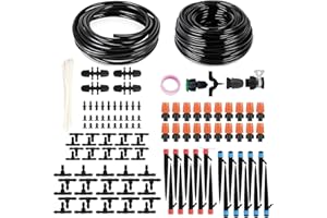 ANSIKE Drip Irrigation System - Irrigation System for Garden w/ 1/4" & 1/2" Fast-Lock Tubing - Adjustable Nozzles & Sprinklers Garden Watering System (230FT Kits)