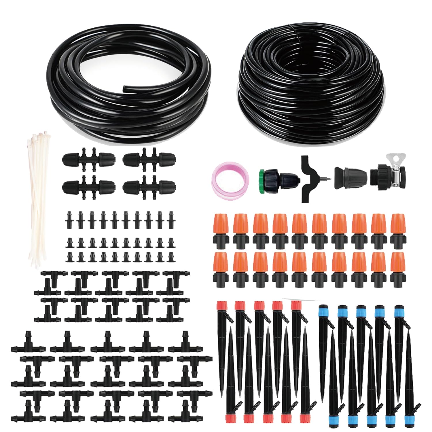 Photo 1 of ANSIKE Drip Irrigation System - Irrigation System for Garden w/ 1/4" & 1/2" Fast-Lock Tubing - Adjustable Nozzles & Sprinklers Garden Watering System (230FT Kits)