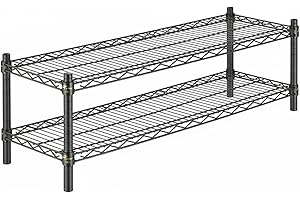 APLSS 14" d x 60" w Black Epoxy Wire Shelving with 2 Tier Shelves, NSF Certified, Height Adjustable, Moist&Dry Environments, for Kitchen Garage Walk-in Cooler&Freezer, 800lbs Capacity