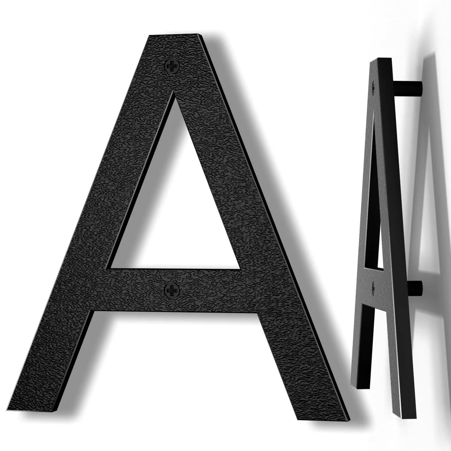 Yafimea 8 Inch Black House Numbers, Large Floating Screw On Numbers with 3D Shadow Effect for Outside Wall Fence Gate, Weatherproof ABS Plastic (A)