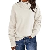 Saodimallsu Womens Turtleneck Sweaters Long Sleeve Casual Soft Knit Loose Fit Basic Fall Pullover Sweater Tops