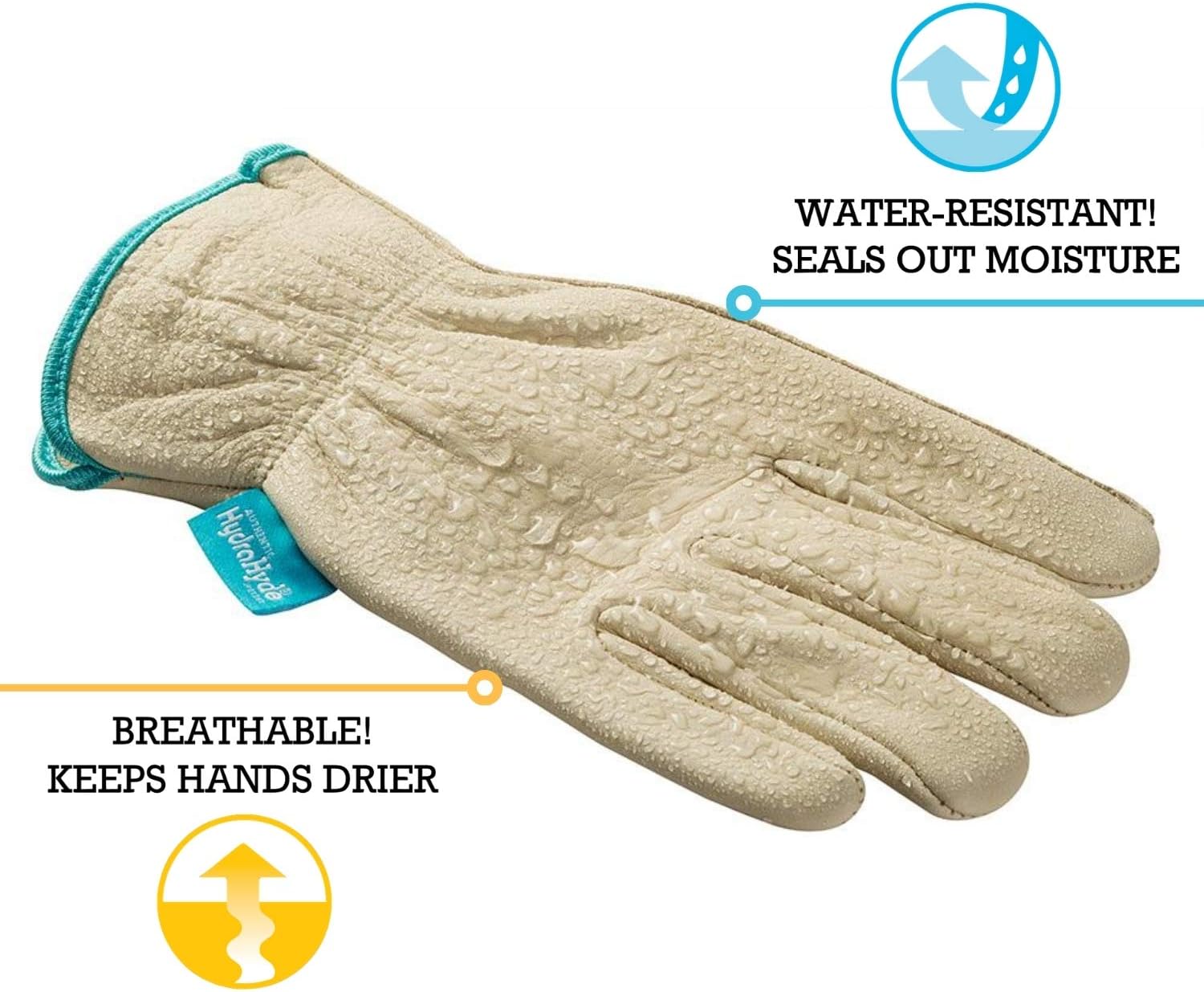 Women's Water-Resistant Leather Work Gloves, HydraHyde, Medium (Wells Lamont 1167M), Tan - - 