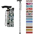 supregear Folding Cane, 5-Level Adjustable Height Walking Stick Lightweight Portable Cane Travel Cane with Wrist Strap and T Handle for Elderly Disabled Men Women