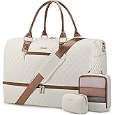 LOVEVOOK Travel Duffle Bag for Women, Weekender Overnight Bag with Shoe Compartment, Carry on Bag with Toiletry Bag, Gym Duffel Bag with Wet Pocket, Hospital Bags for Labor and Delivery 3 Pcs Set