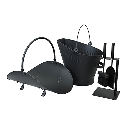 Simpa Homely Hearths Contemporary Collection 3pc Black Fireplace