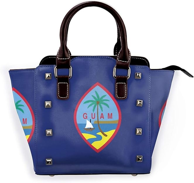 Leather Rivet Shoulder Bag Guam Flag Handbag Purse Fashion Crossbody Bag Shoes
