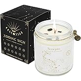 YTENTE Zodiac Sign Jar Candle, Scorpio, Lavender Scented, Crystal Infused, 4 Ounce, Black, Unisex, All Season, Birthday, Anniversary, Christmas
