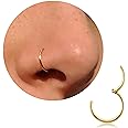 20G 18G 16G Titanium Nose Ring Hoop, Cartilage Hoop Earrings for Women Men Silver Gold Nose Ring Septum Ring Tragus Conch Helix Daith Lip Piercing Jewelry 6mm/7mm/8mm/9mm/10mm (Gold-20g, 8mm)