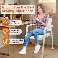 CLATINA Stacking Office Chairs with Wheels | Mesh