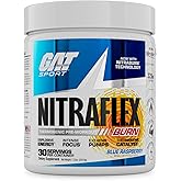 GAT SPORT NITRAFLEX Burn, Pre-Workout, Blue Raspberry, 30 Servings