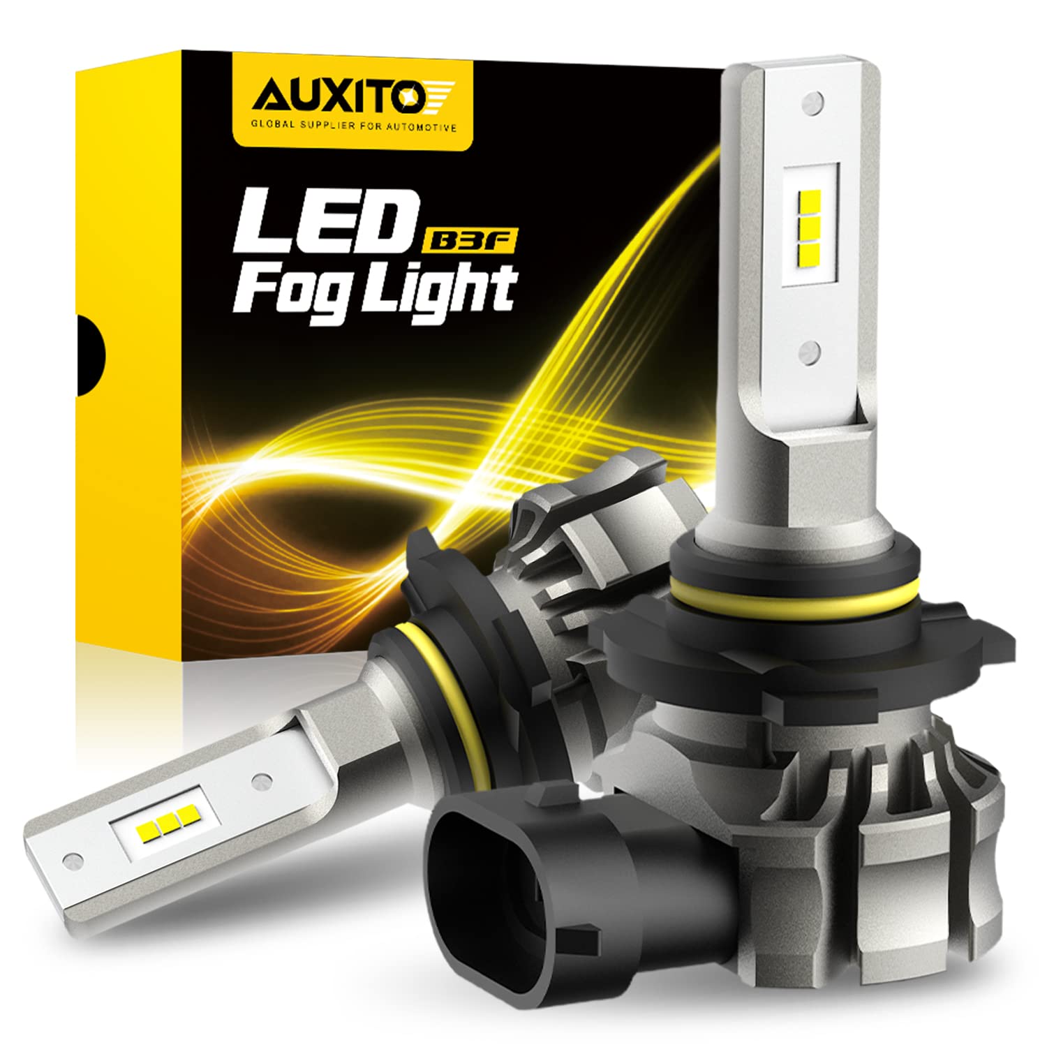 AUXITO 9145 LED Fog Light Bulbs, 6000LM 6500K Cool White Light, 300% Brightness H10 9140 9045 9040 Led Fog Lights, CSP LED Chips, DRL Replacement for Cars, Pack of 2 Image
