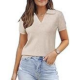 Arach&Cloz Women's Wool Blend Knit Spring Summer Business Casual Lightweight Short Sleeve Sweater Pullover 2026