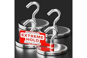 X-BET MAGNET Magnetic Hooks 130 LBS (Pack of 4 Silver) - Heavy Duty Neodymium Hooks for Outdoor & Backyard Use - Strong Rare Earth Magnets for Cruise Cabins - Magnetic Hooks for Kitchen & Refrigerators