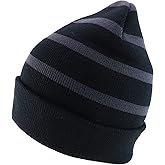 Armycrew Striped Fleece Lined Long Cuff Ribbed Solid Band Winter Beanie