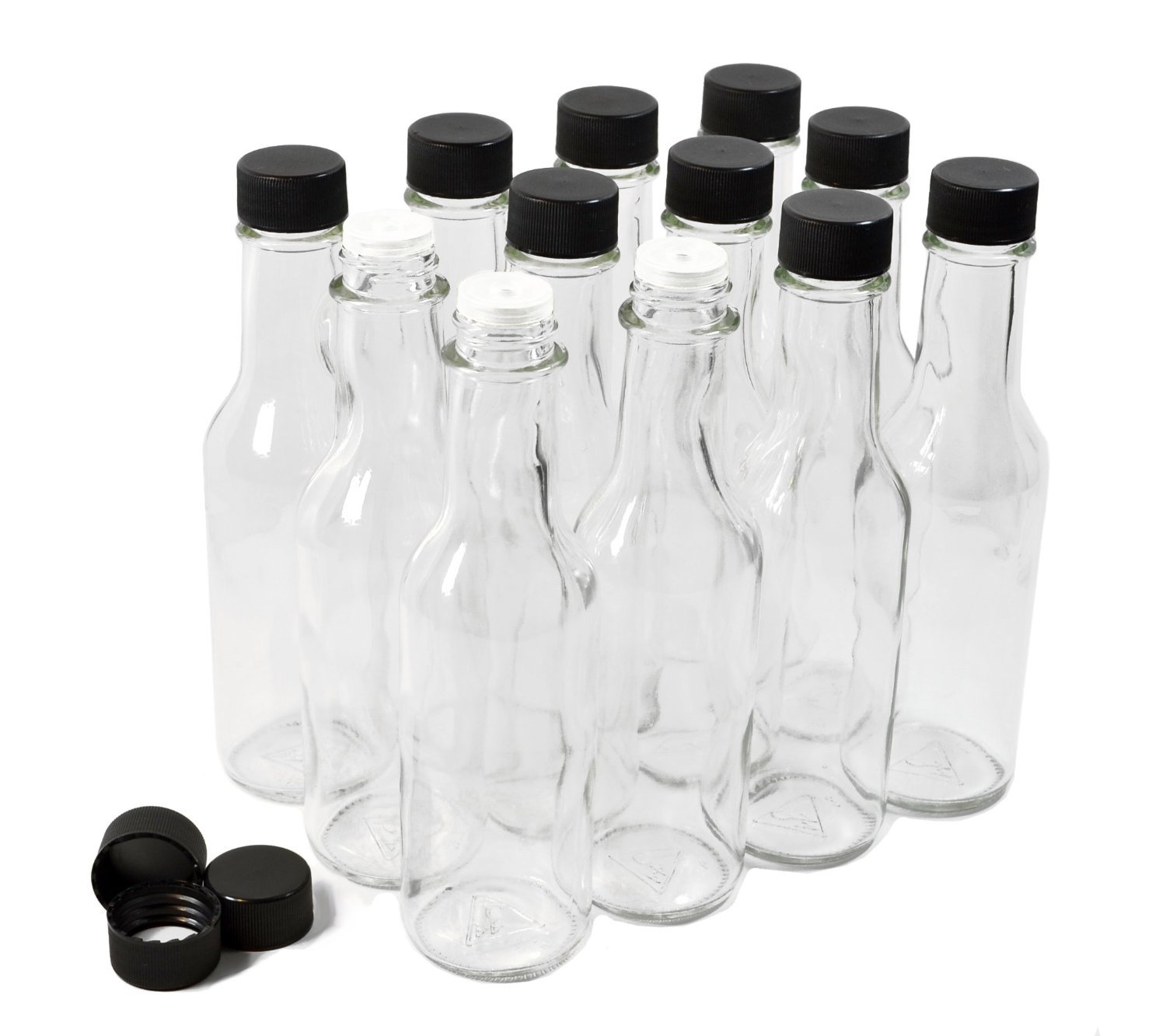 NiceBottles Hot Sauce Bottles, 5 Oz 12 Pack Dasher Glass Dressing