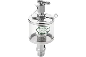 Othmro 1Pcs M14×1.5 Oil Dispenser 1/16 inch Thread Needle Vavle Type Iron+Plexiglass Oil Cup Sight Gravity Drip Feed Oilers 50mL Oil Cup Oiler Lathe Machine Power Lathe Accessories for Engine Silver