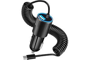 【MFi Certified】iPhone 15 Car Charger Fast Charging, KYOHAYA 4.8A USB Power Cigarette Lighter USB-C Car Charge Adapter+6FT Coiled Type-C Cable for iPhone 15 Pro/15 Pro Max/Galaxy S24/S23/Pixel/iPad Pro