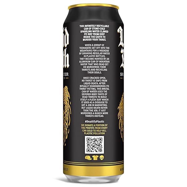 LIQUID DEATH, SPARKLING MOUNTAIN WATER, 8-PACK (19.2OZ CANS), REAL MOUNTAIN SOURCE, INFINITELY RECYCLABLE ICE-COLD CANS, AMERICAN MADE