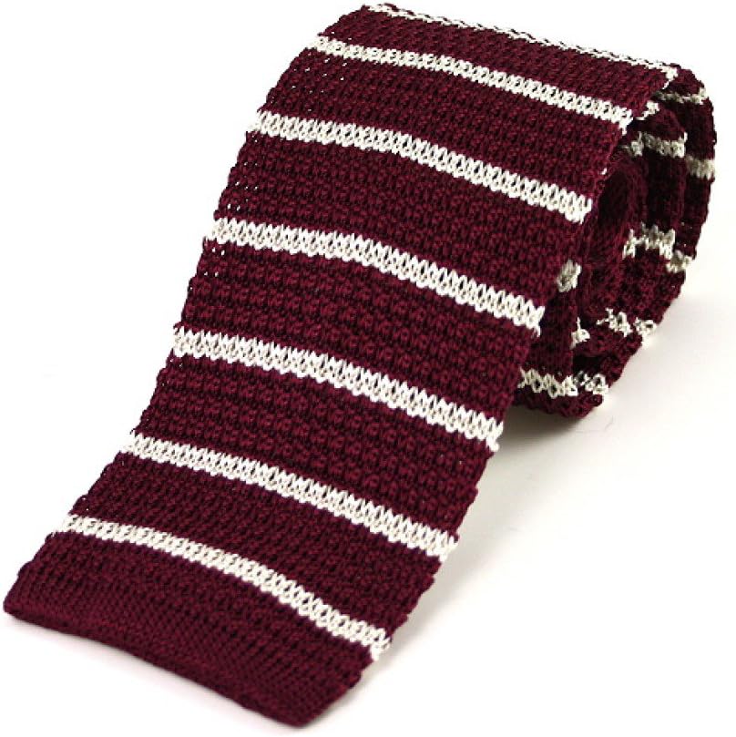 Elegant Extras Medium Striped Silk Knitted Tie - 4 Colours