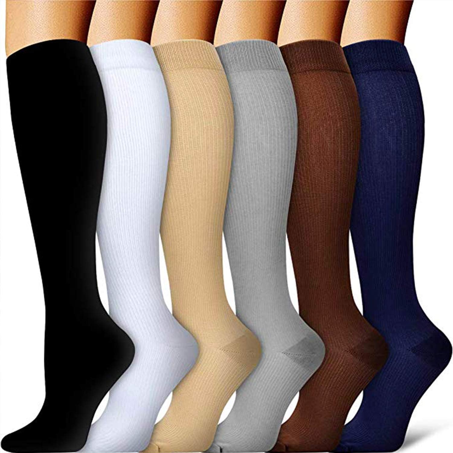 Compression Socks for Men & Women(3/6 Pairs),20-30mmHg is Best for Running,Nurse,Medical,Pregnancy & Travel