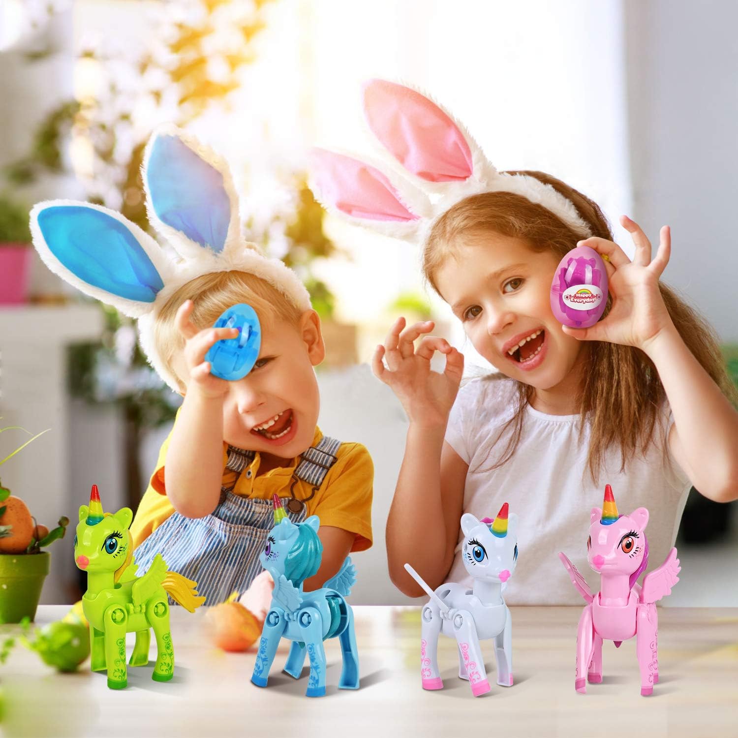 VAPCUFF Toys for 3 4 5 6 7 Year Old Girls, 4 Pack Easter Eggs Toys with Unicorn Easter Basket Stuffers for Kids Birthday Christmas Valentines Easter Party Favors Gifts for Kids Stocking Stuffers: Toys & Games