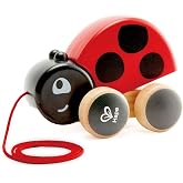 Hape Ladybug Pull-Along | Easy Pull Flapping Wooden Toddler Toy, Multi-Color