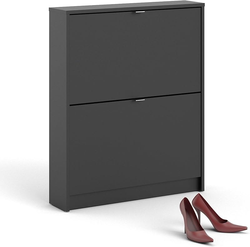 Schuhschrank mit zwei Türen, Farbe Schwarz, 70,3 x 85,2 x 16,55 cm — Foto 6 von 8