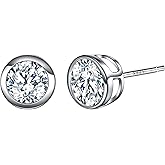 EVER FAITH 925 Sterling Silver Round Cut CZ Simple Basket Set Stud Earrings Clear