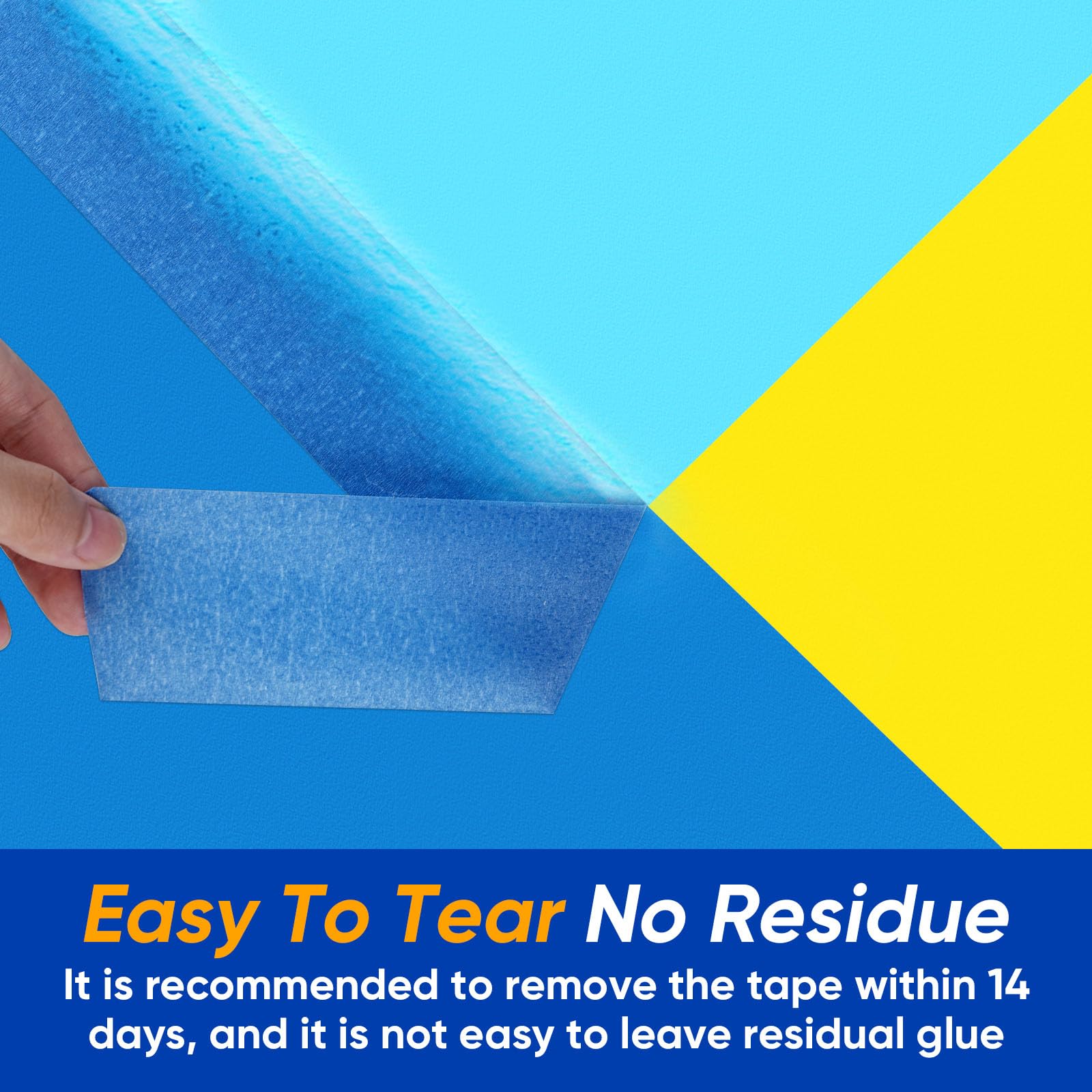 Gicare 3 Rolle Malerkrepp Masking Tape 50mm x 50m Abklebeband Maler für Malerarbeiten, Kreppband Malerband Standard Papierklebeband UV Maler Klebeband für Farbtrennung Renovierungen(Blau) 5