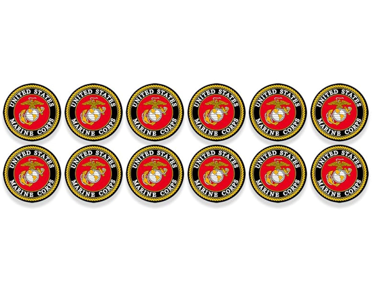 Photo 1 of 12-Pack Round U.S. Marines Official Logo Stickers (US Corps Anchor Insignia Seal Outdoor Matte Vinyl Decal for Phone Cell Laptop Water Bottle (2 inch) USMC Licensed