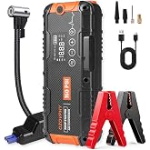 Car Battery Jump Starter, 8000A Portable Jump Starter with Air Compressor | 150 PSI Tire Inflator | 12V Jump Box | 600LM LED Light | Up to 10.0L Gas / 8.0L Diesel