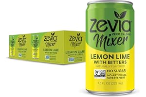 Zevia Zero Calorie Mixer, Lemon Lime With Bitters, 7.5 Ounce Cans (12 Count)